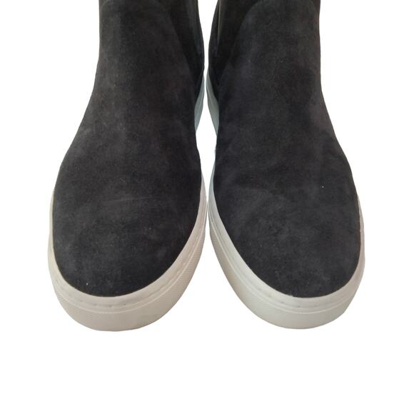 Vince Sz 7 Newlyn Black Suede Hidden Wedge Platform High Top Sneaker Bootie - Picture 3 of 10